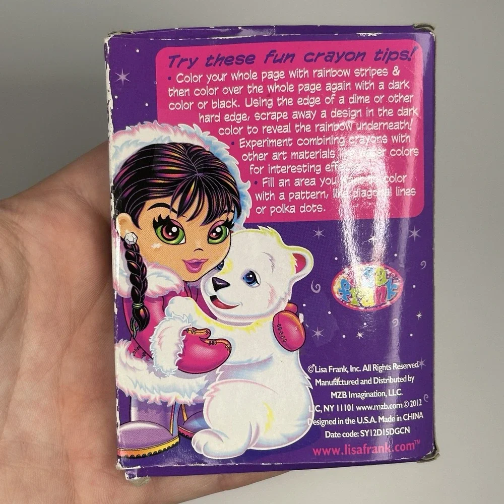 New Lisa Frank Crayons Box of 8 Happy Colors Vintage Rainbow Girl Polar Bear‎